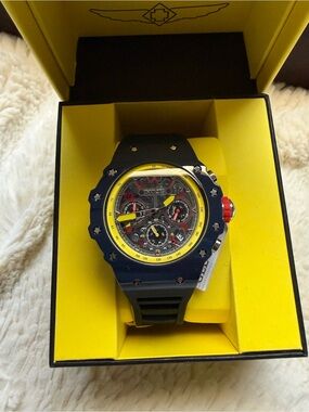 Invicta NIB Racing 43.5mm Silver Dial Men's Quartz Watch